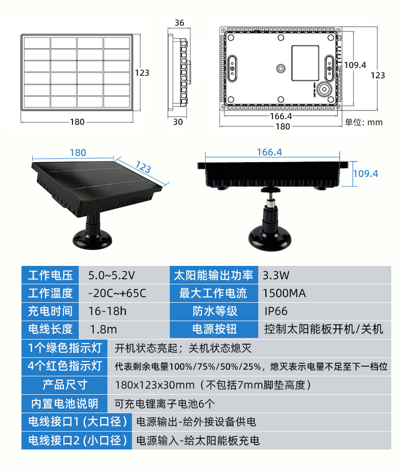 太陽能發(fā)電板移動(dòng)戶外電源晶硅太陽能